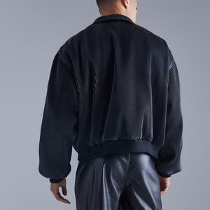 <span class=keywords><strong>Giacca</strong></span> di <span class=keywords><strong>pelle</strong></span> da <span class=keywords><strong>uomo</strong></span> con cerniera a pieghe nera ricamata <span class=keywords><strong>oversize</strong></span> in <span class=keywords><strong>pelle</strong></span> sintetica con Logo personalizzato - Product Image 3