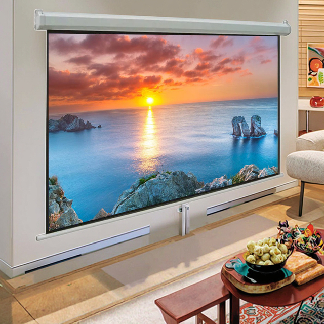 120" 16:9 4k hd Alr Projector Screen Wall Video Format Easy Install Manual Projection Screen Drop-down Projector Screen