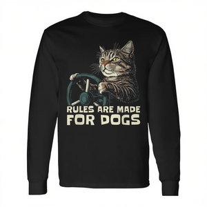 Les règles des amoureux des chats sont faites pour les chiens, t-shirt à manches longues pour chat amoureux des chiens - Product Image 2