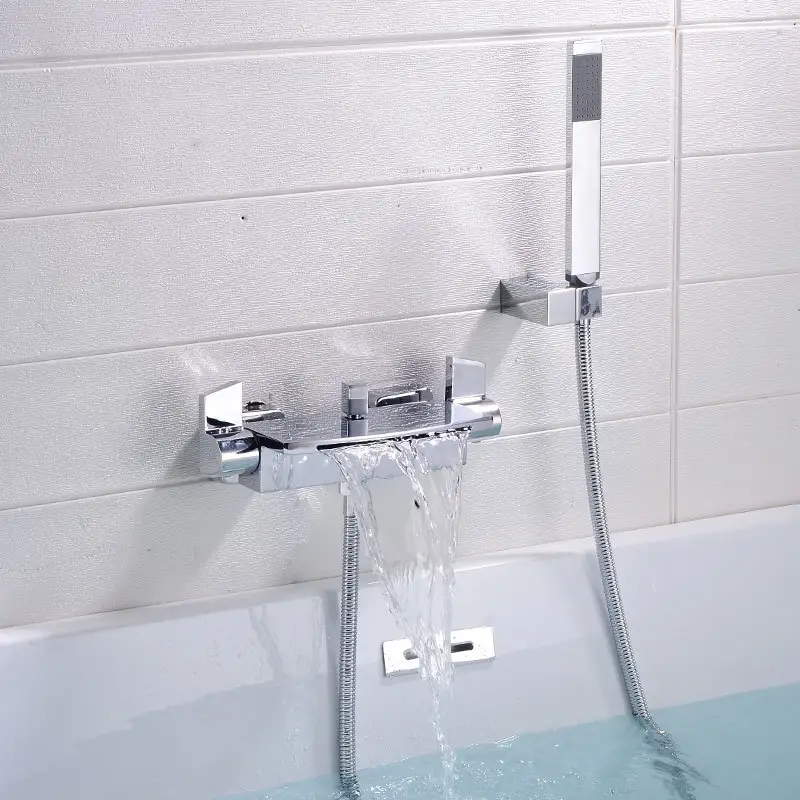 ידית כפולה אמבטיה מגופים סט קיר רכוב מפל מקלחת ברז עם Handshower