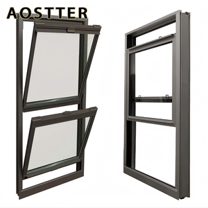 Finestre a Ghigliottina Doppie Moderne Personalizzate Stile Americano con Telaio in PVC Nero e Vetro Doppio <span class=keywords><strong>Scorrevole</strong></span> Verticale - Product Image 1