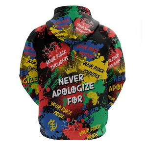 <span class=keywords><strong>Sudadera</strong></span> con capucha con estampado de orgullo negro para hombre, gráfico "Never Apologize" y símbolos químicos con coronas, <span class=keywords><strong>sudadera</strong></span> con declaración cultural - Product Image 2