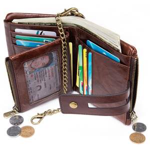 Portefeuilles fins pour homme style shabby chic, avec protection RFID et sangle, en PU, pour femme - Product Image 5