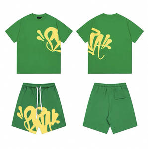 Combinaison de sport d'été American Street Style Heavyweight 100% Cotton Breathable Short-Sleeved Sports Pants Casual T-Shirt Hip-Hop - Product Image 2