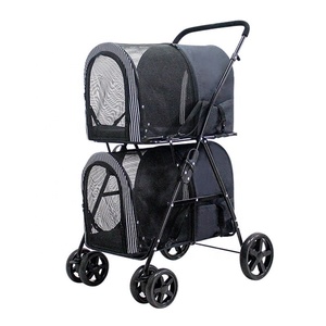 Carrito grande <span class=keywords><strong>de</strong></span> lujo para mascotas <span class=keywords><strong>de</strong></span> 4 ruedas, cochecito doble para perros y gatos <span class=keywords><strong>deportivos</strong></span>, cochecito para correr y viajar para 2 perros - Product Image 2