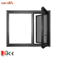 Fenêtres à battants résistantes aux ouragans personnalisées, design en aluminium noir, double vitrage trempé, ouverture vers l'intérieur, fenêtre à battants pour la maison