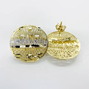 <span class=keywords><strong>Orecchini</strong></span> a Perno Rotondi Bicolore Placcati in Oro 14k con l'Ultima Cena di Gesù, Gioielli Religiosi Eleganti per Ragazzi, Uomini, Unisex, Regalo Cristiano per Lui - Product Image 4