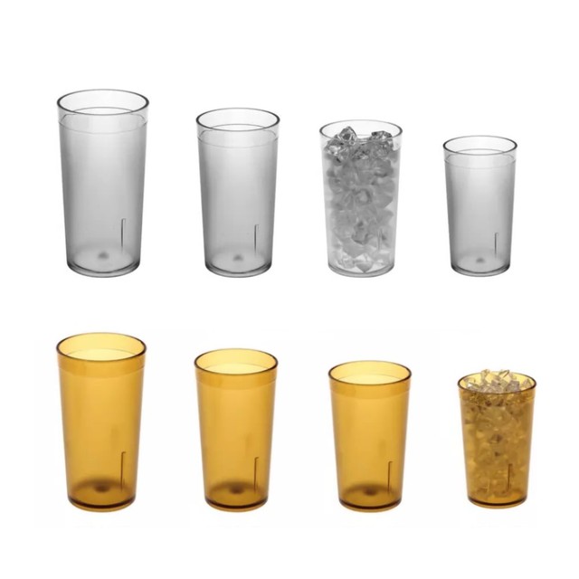 Plastic Polycarbonate PC Customized Frosted Clear Unbreakable Food Safe Stackable Carton Tumbler Water Glass for Restaurant