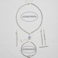 Parures de bijoux de mode européennes - Collier, boucles d'oreilles et bracelet en zircon de luxe léger pour femme, mariée, soirée, accessoires de mariage