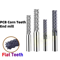 Brocas de Carburo Sólido para Fresado de Extremo de Maíz, Herramientas CNC de Grabado de Dientes Planos para Madera, PCB, PVC, Fresa de Fibra de Carbono