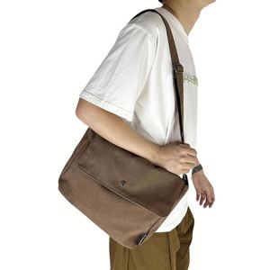 Nueva Bolsa de Lona Unisex con Diseño Geométrico Estilo Coreano, Cierre de Hebilla, Bolsa Grande de Hombro, Estilo Mensajero - Product Image 4