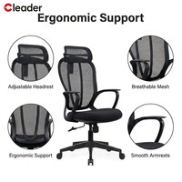 Chaises de bureau ergonomiques pivotantes réglables en maille respirante pour la maison, le bureau, l'étude et les événements