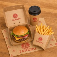 Boîte à hamburger en papier kraft recyclable sur mesure pour service de restauration à emporter