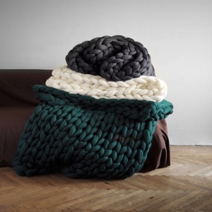 <span class=keywords><strong>Manta</strong></span> gruesa <span class=keywords><strong>de</strong></span> <span class=keywords><strong>lana</strong></span> merina hecha a mano, cobija tejida para sofá - Product Image 5