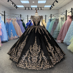 Buy In Bulk Black And Gold Ball Gown Luxury 3D Pearl Embellishments |  Alibaba.com
