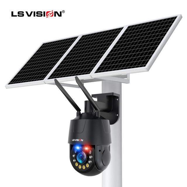 LS VISION 50X Zoom 8MP CMOS Sensor Full Color Night Vision IP66 Waterproof PTZ Security Camera 4G/WiFi Solar Power Memory Card