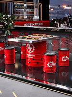 Ensemble table et tabourets en métal style rétro industriel, baril à huile, logo personnalisé, mobilier pour pub, café, restaurant