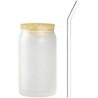 12Oz 16Oz 20Oz tasse en verre dépoli Borosilicate peut refroidir tasse à eau gobelet couvercle en bambou avec paille