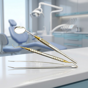 Kit de Examen Dental Premium de 3 Piezas – Espejo Bucal de Acero Inoxidable, Sonda Exploradora Sickle y Juego de Pinzas College con Acabado de Lujo - Product Image 3