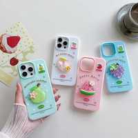 Anime Niedliche Cartoon-Epoxy-Frucht Hello Kitty Spiegel-Handyhülle für iPhone 17 Air 16 15 Plus 14 Pro Max 13 12 Stoßfeste Rückabdeckung