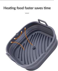 8.6 Inch Non-Stick Portable <b>Baking</b> Molds Tools Reusable Square Pan Air Fryer <b>Silicone</b> Pot Air Fryers <b>Silicone</b> Liner with Divider - Product Image 2