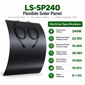 240W <b>Portable</b> Flexible <b>Solar</b> <b>Panel</b> Monocrystalline Lightweight Module with MC4 Cable for Camping RV Boat Yacht and Mobile Use - Product Image 3