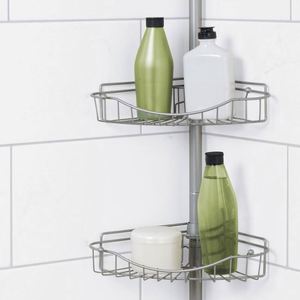 Stainless Steel Four Tier Modern <b>Corner</b> Bathroom Organizer Wall Mounted Adhesive Installation No Drilling Required Hotel Kitchen - Product Image 5