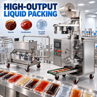 Machine d'emballage DEEPACK pour sauces de nouilles froides avec dosage pneumatique et scellage arrière pour sachets d'ingrédients alimentaires