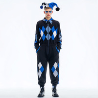 Costume de Clown Effrayant pour Homme, Ensemble Complet avec Bandeau, Masque, Ceinture, Matériel en Polyester pour Adulte, Carnaval, Cosplay