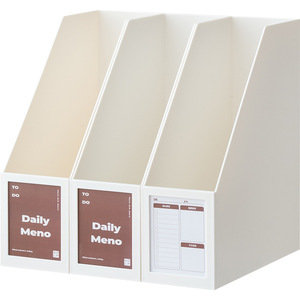 Plastic Desk Book Holder Slanted File Organizer For Office Or Student Use With Daily Memo Labels - Product Image 1