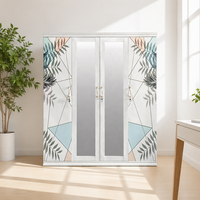 Armoire métallique pour vêtements, armoire en acier à 4 portes avec miroir pour chambre à coucher, salon, design traditionnel, durable et écologique