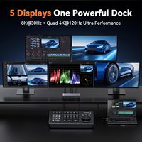 Station d'accueil USB-C 18-en-1 en alliage d'aluminium DisplayLink 8K + Quad 4K 120Hz, charge rapide 45W, 2.5GbE Thunderbolt