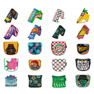 Housse de tête de club de golf en cuir PU coloré en stock, motif bière et ananas - Product Image 5