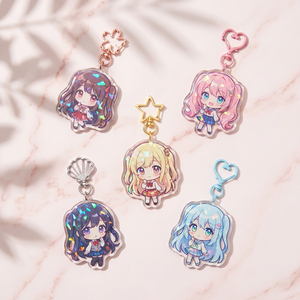 Wholesale <b>Custom</b> Printed Acrylic Charms Key Chain Cartoon Anime Acrylic Keychain Pin Stand Transparent Epoxy Acrylic Keyring - Product Image 2