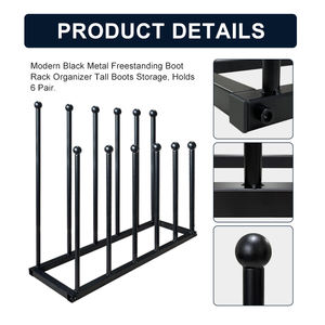 JH-Mech Holding 6 Paar Tall Boot Storage Organizer Abnehmbarer freistehender Metall Black Boot Stand - Product Image 4