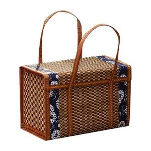 Acheter Panier de pique-nique <span class=keywords><strong>en</strong></span> ligne tissé stockage Shopping gris sac à dos rustique refroidisseur couleurs plage personnes terres fin cylindre - Product Image 1