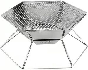 Outdoor Camping Stainless Steel BBQ Firewood Stove Hexagonal <b>Fire</b> <b>Pit</b> Folding <b>Portable</b> Customization No Safety - Product Image 1