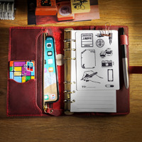 Carnets à anneaux en cuir avec pochettes, format A5, A6, A7, 1 pc, classeur, Logo personnalisé, pour agenda, Journal intime, vente en gros