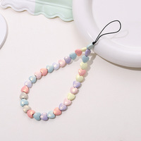 Vrouwen Hart Kralen Mobiele Telefoon Riem Lanyard Kleurrijke Kralen Opknoping Lanyards Hart Telefoon Charme Voor Mobiele Telefoon Case