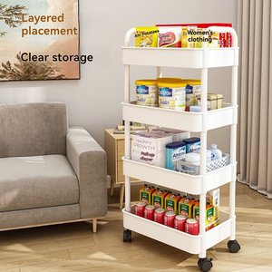 Carrito de Almacenamiento con Ruedas, Estante Multiusos para Cocina, Baño, <span class=keywords><strong>Dormitorio</strong></span>, Sala de Estar, Estante de Almacenamiento Extraíble - Product Image 3