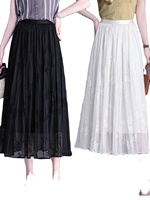Robe amincissante à taille haute avec ceinture élastique et broderies, design trapèze pour une silhouette sablée, en fibre de polyester