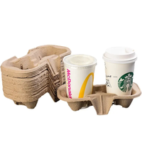 Vente en gros de pâte à papier recyclable dégradable personnalisée 2/4 tasse à café boisson chaude porte-gobelet plateau transporteur porte-gobelet en pâte