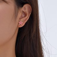 Haute qualité enfants bijoux fleur de cerisier plaqué or en acier inoxydable ensembles de bijoux fleur boucles d'oreilles et collier 2 pièces ensembles