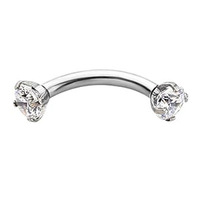 Nouveau bijou de sourcil et d'ongle transfrontalier en zircon, style punk, en alliage de titane F136, avec dents internes, anneau de sourcil incurvé, bijou de personnalité