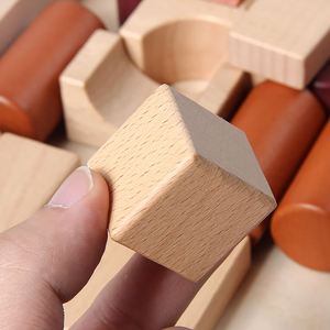 Development Toy 46 PCS Safety Beech Wood Inspiring Classic Stacking Brick Castle Unit Wooden <b>Building</b> <b>Blocks</b> <b>Set</b> - Product Image 4