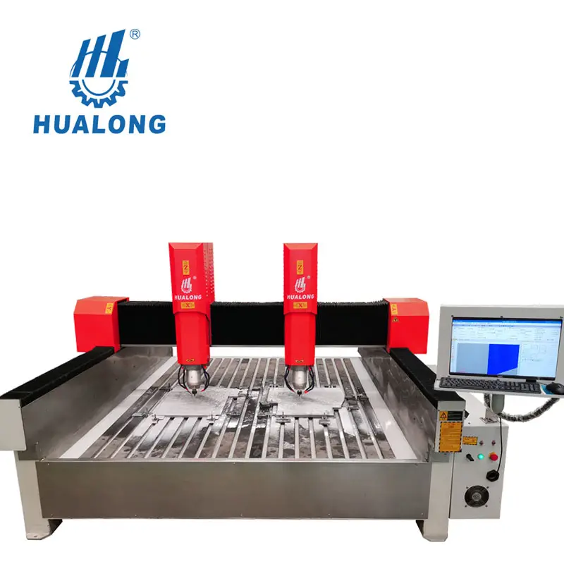 HUALONG stonemachinery HLSD-2030-2 التوأم رؤساء الرخام CNC راوتر ماكينة تقطيع الأحجار