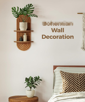Étagère murale à 2 niveaux, étagère de rangement, décoration de plantes d'intérieur, moderne, robuste, en bambou ondulé, flottante