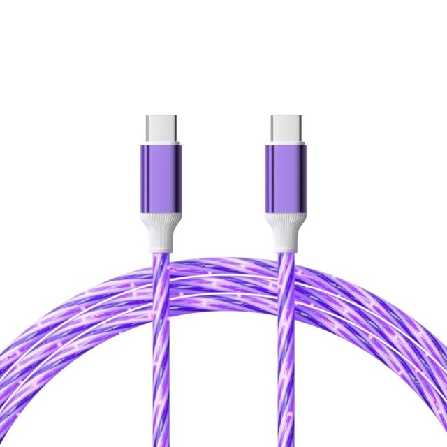 Promotion Gift 5A Fast Charging Type-C USB Cable with LED Flowing Light 1M Mobile Phone Data Transfer RGB Color