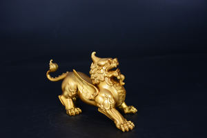 धन आकर्षित करने वाले सोने की पिक्सीयू पशु मूर्तिकला कला कस्टम शिल्प शिल्प ने कांस्य मूर्तिकला आभूषण चीनी शैली को जीवन-आकार बनाया - Product Image 5