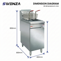Friteuse à gaz commerciale verticale grande capacité SWENZA, fourneau à gaz liquéfié, machine à frites